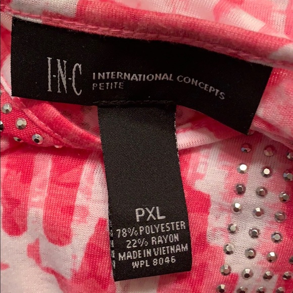 INC Cold Shoulder Pink and White Beaded Top Size PXL - Picture 7 of 8